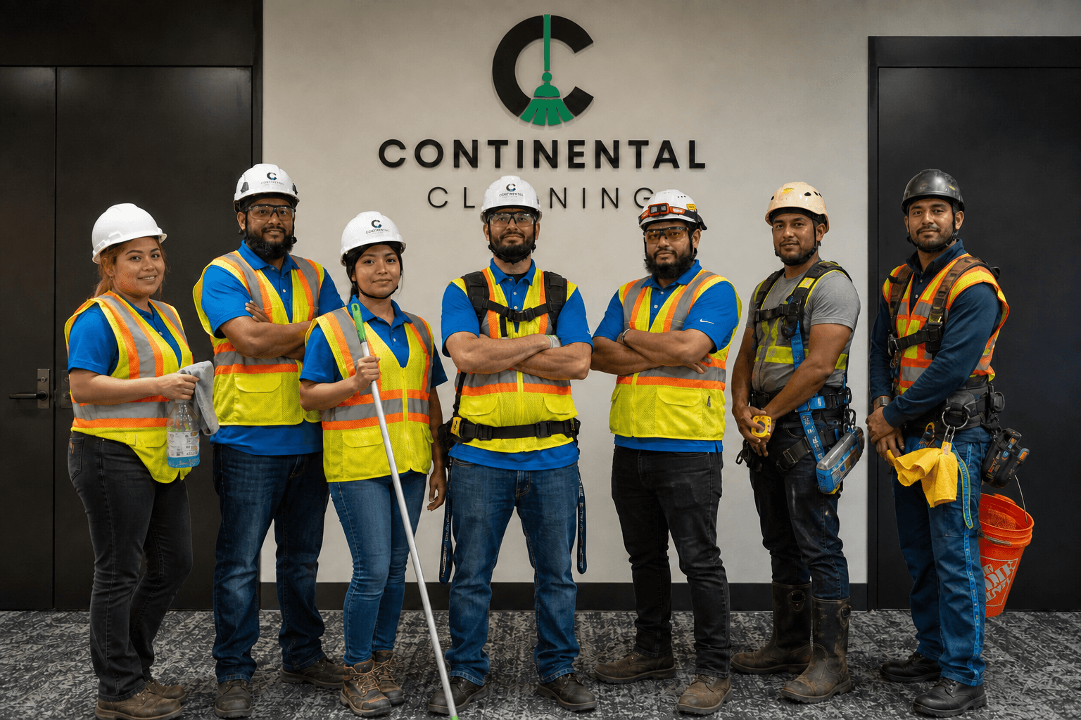 Continental Cleaning technicians in a data center